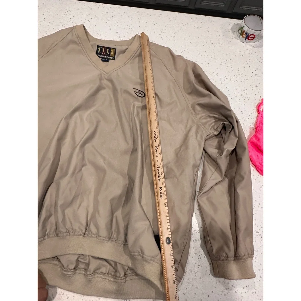 Vintage Walt Disney Golf Windbreaker Foursome V-Neck Pullover Tan Khaki Mens L